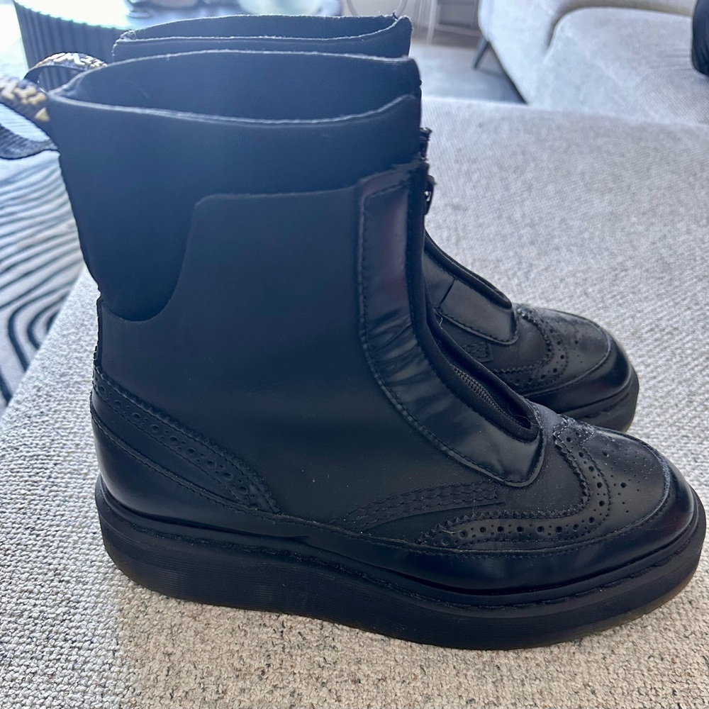 Dr. Martens Black Leather Platform Zip up Wing Tip  Jemison Chukka Boot - Picture 2 of 7